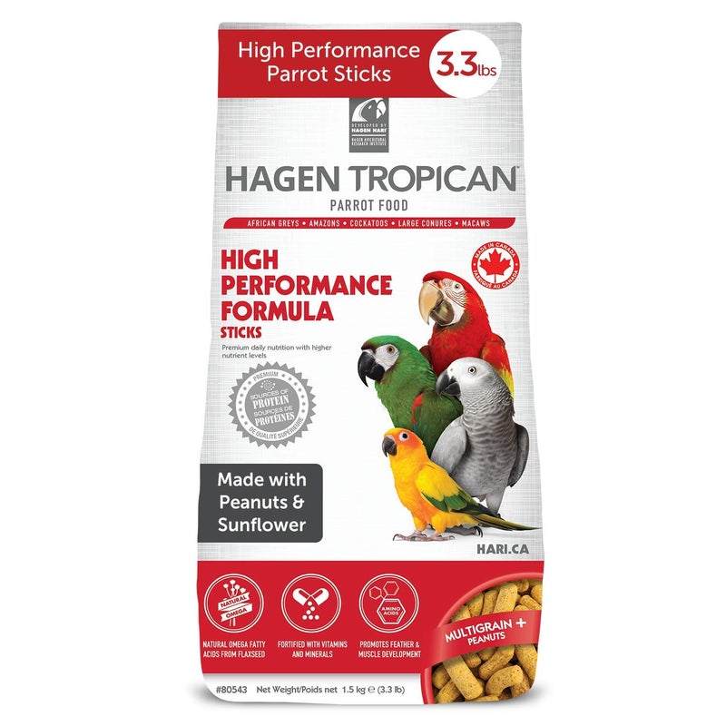 Hari Hagen Tropican High Performance Parrot Food, 3.3 ib. - Hari Parrot Sticks with Peanuts & Sunflower Seeds and Higher Nutrition Levels - Image 1